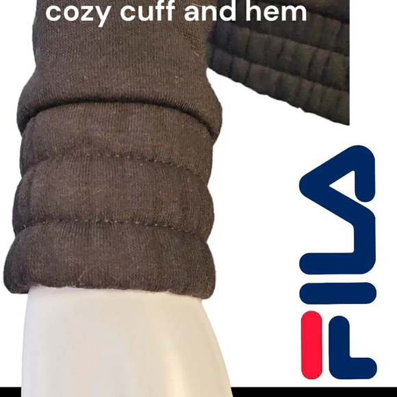 Fila | Pullover Tri-Color 1/4 Zip Colorblock Chevron Pullover | Black Blue White - Picture 4 of 7